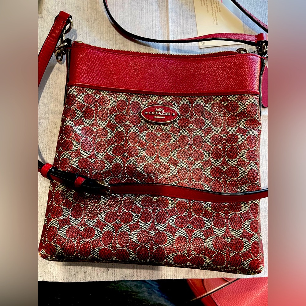 Original Coach red crossbody, nice size!